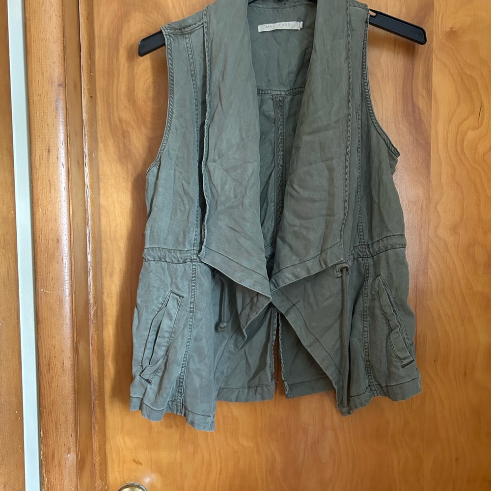 Max Jeans Olive Green Draped Utility Vest